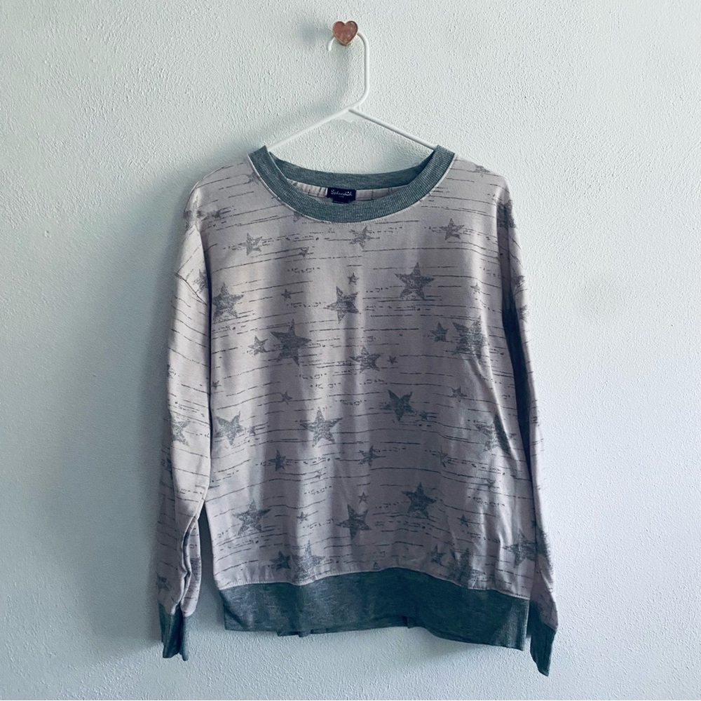 Splendid Gray Star Graphic Crewneck Sweatshirt